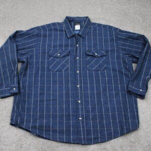 Codet‎ Flannel Shirt Adult 4XL XXXXL Blue Heavyweight Long Sleeve Button Up